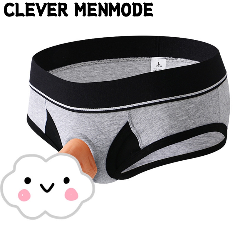 CLEVER-MENMODEBriefs สําหรับชายกว้างเอวห่อก้นผ้าฝ้ายชายกางเกงเซ็กซี่ชุดชั้นในชายกระเป๋าด้านหน้าแหวนซิลิโคน Hollow Out Plus ขนาด M-2XL