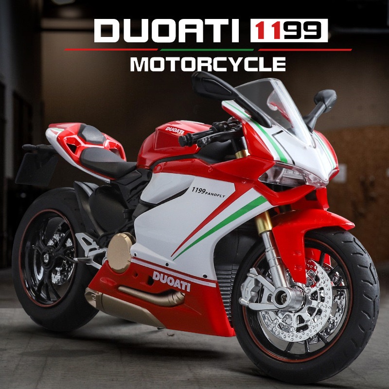 RUM1:12 Scale Ducati 1199รถจักรยานยนต์รุ่นLight & Sound EffectรถDiecastของเล่นสําหรับวันเกิดของเล่นเด็กคอลเลกชันรถ