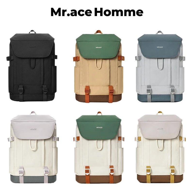 Mr.ace Homme 3003 กระเป๋าเป้สะพายหลังกันน้ําสําหรับผู้ชายกระเป๋านักเรียนความจุขนาดใหญ่สําหรับนักเรียนกระเป๋าเป้แบบเต็
