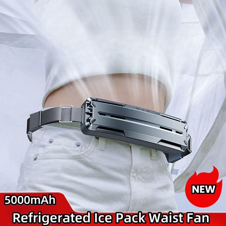 5000ma พัดลมแขวนเอว USB ชาร ์ จ Ultra-Light Mini พัดลมแบบพกพาสําหรับตั ้ งแคมป ์ กลางแจ ้ งเดินป ่ าปีนเขาวิ ่ งกีฬา