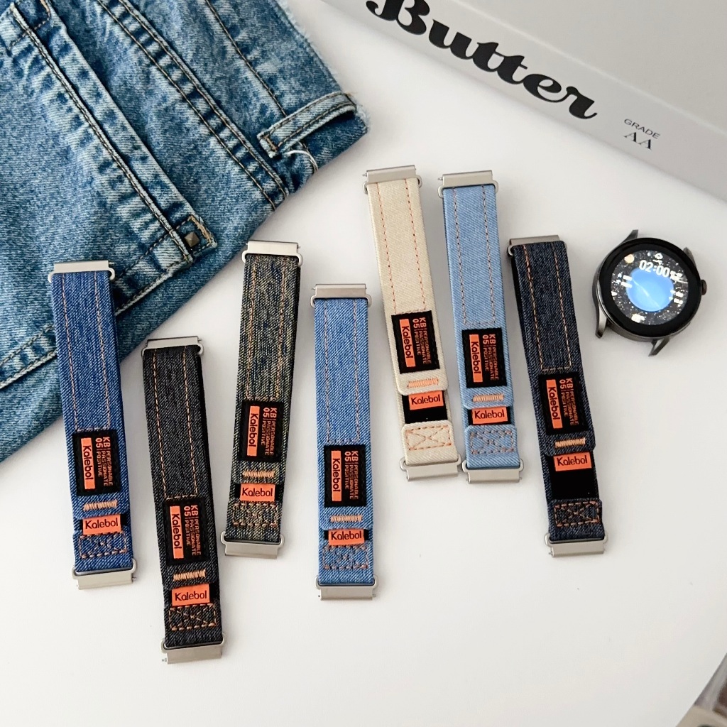 สายยีนส ์ เหมาะสําหรับนาฬิกา Huawei gt5/gt4/gt3/gt2/gt5pro/(46mm) watch4/PRO Velcro 20/22mm Universal Strap