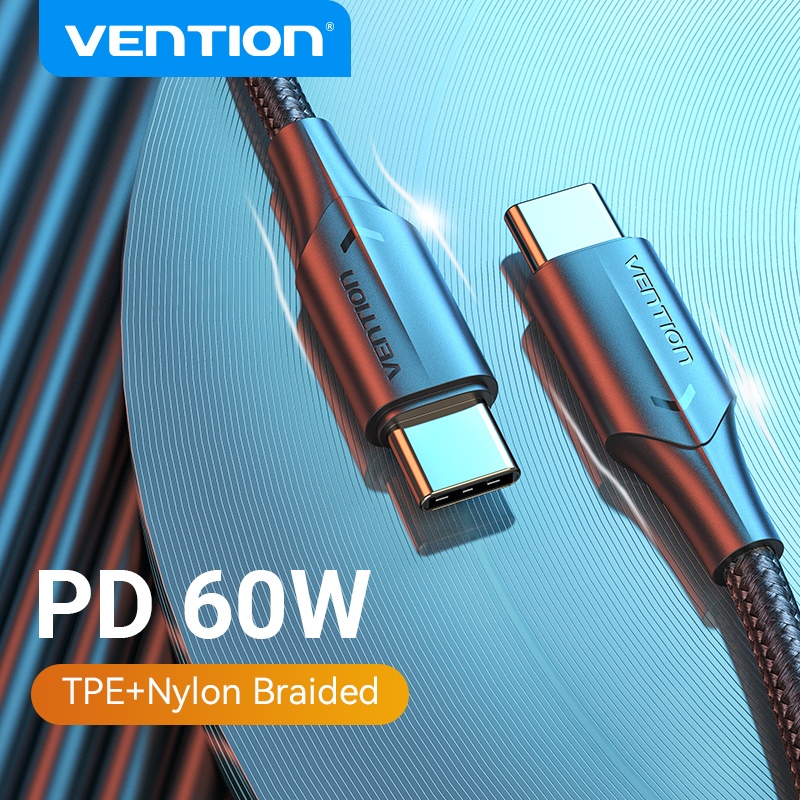 Vention สายชาร ์ จ USB USB 2.0 60W USB C ชาย C ชาย 3A สาย 480Mbps USB-C Fast สําหรับโทรศัพท ์ IPad