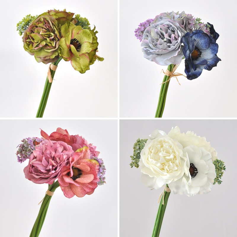 Nordic หอมภูเขา Peony Bouquet จําลองดอกไม ้ สดมือถือประดิษฐ ์ ดอกไม ้ งานแต ่ งงานเจ ้ าสาวมือถือ Silver Lotus