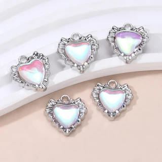 10pcs ใหม่หัวใจเคลือบ Charms สีชมพูแฟชั่น Y2K สไตล์จี้สําหรับ DIY Handmade ผลการค้นหาอุปกรณ์เสริมสร้อยคอเครื่องประดับ