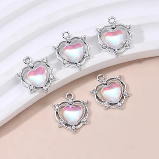 10pcs ใหม่หัวใจเคลือบ Charms สีชมพูแฟชั่น Y2K สไตล์จี้สําหรับ DIY Handmade ผลการค้นหาอุปกรณ์เสริมสร้อยคอเครื่องประดับ