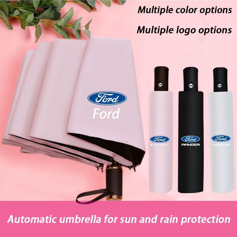 Ford Car UV ร่มกันแดดยางสีดําฝนและฝนป้องกันรังสียูวีร่มป้องกันแสงแดดสําหรับผู้ชายและผู้หญิง Fiesta Ranger T7/T8 Territory Everest Ecosport Focus Fusion