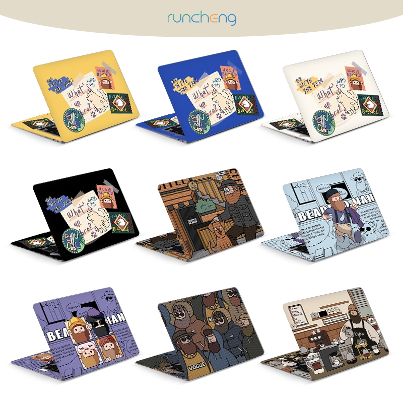 【2 ชิ้น】แล็ปท็อปปกสติ๊กเกอร์การ์ตูนยุโรปและอเมริกาหนวดลุงรูปแบบแล็ปท็อปสำนักงานหอพักนักศึกษาแล็ปท็อปผิวรูปลอกศิลปะ 10/12/13/14/15/17 นิ้ว