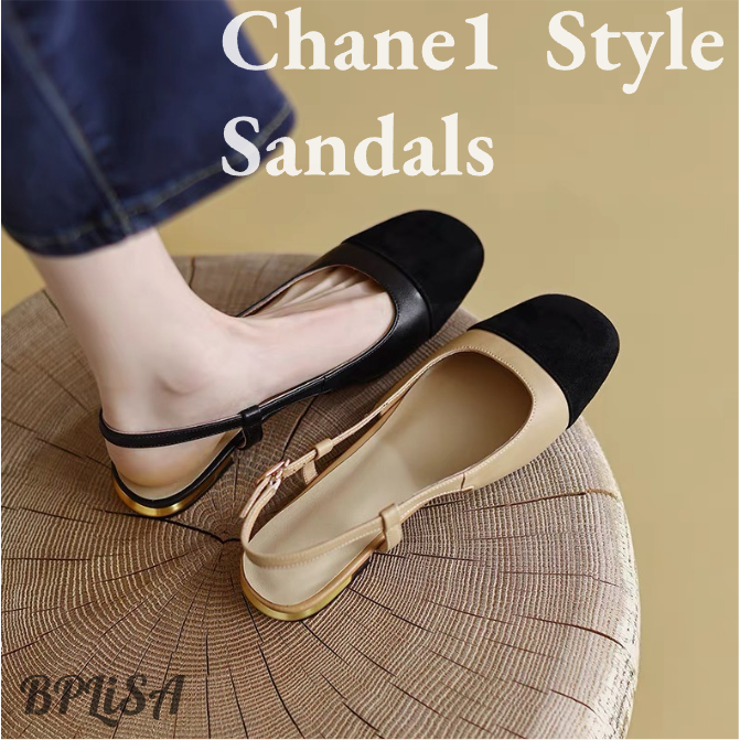 รองเท้าแตะ ส้นเตี้ย ส้นหนา เข้ากับทุกการแต่งกาย สไตล์ฝรั่งเศสเรโทร สําหรับผู้หญิง 2024