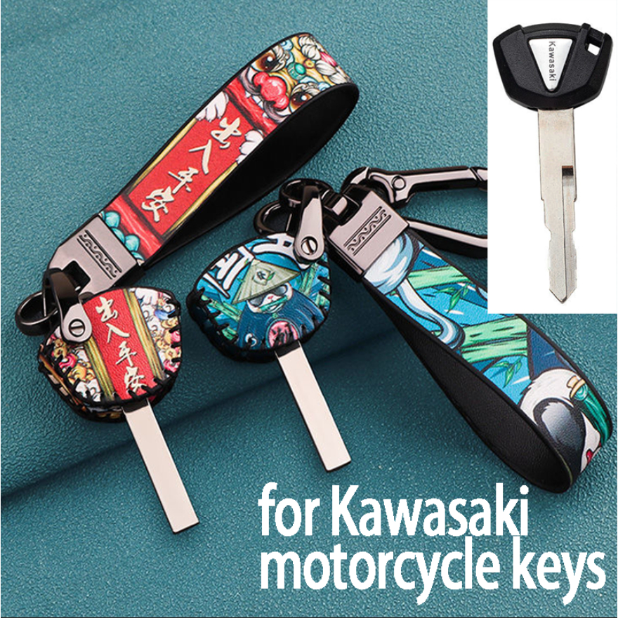 ( มีตะขอ )เคสกุญแจรีโมต สําหรับรถจักรยานยนต์ Kawasaki รุ่น Z650 Z900 Z800 NINJA400 ZX4R ER6N Z400 คีย์แท็กจักรยานยนต์ Kawasaki สไตล์สวยงาม
