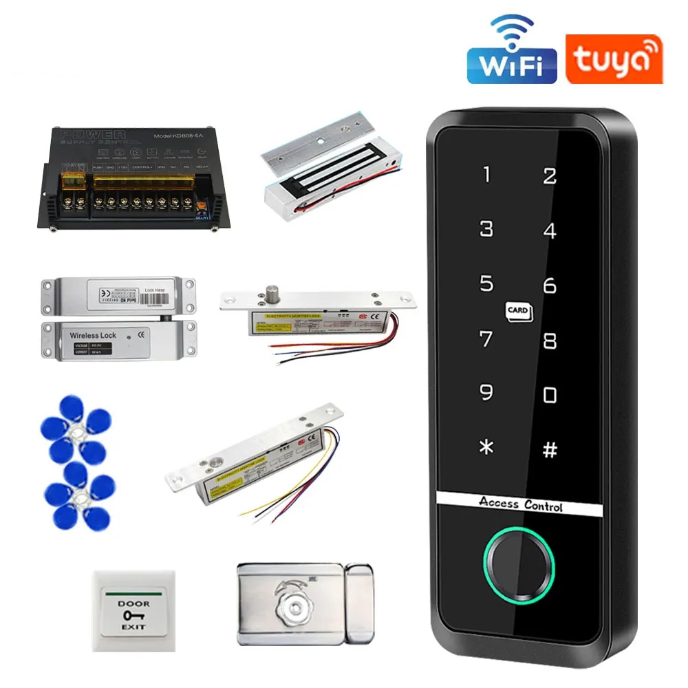 Tuya Wifi RFID Access Control System ชุดลายนิ้วมือประตูเปิดสมาร์ท Home Security ดิจิตอลอิเล็กทรอนิกส์แม่เหล็กประตูล็อคชุด