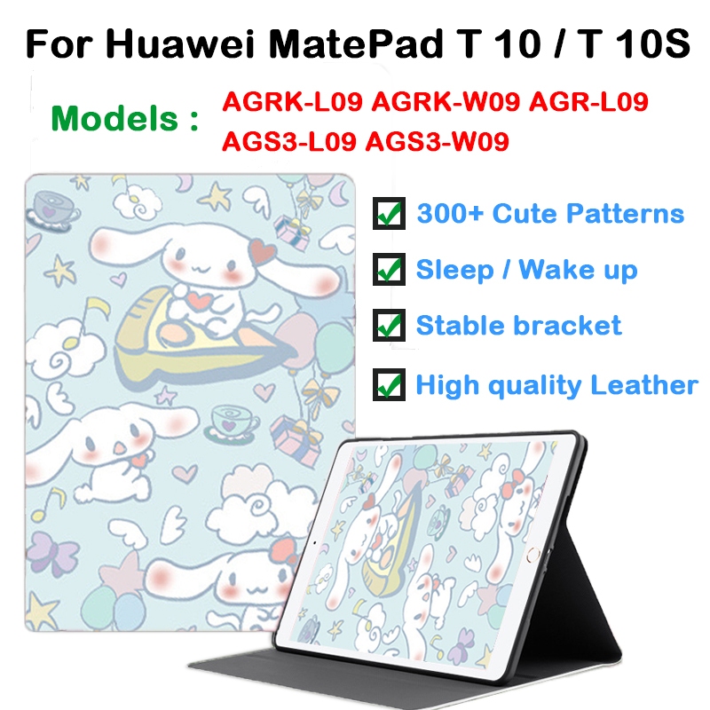 สําหรับ Huawei MatePad T 10 T 10s 10.1 9.7 AGRK-L09 AGRK-W09 AGR-L09 AGS3-L09 AGS3-W09 คุณภาพสูง 300 + รูปแบบเสริมแฟชั่นหนัง PU น่ารักการ์ตูนกรณี