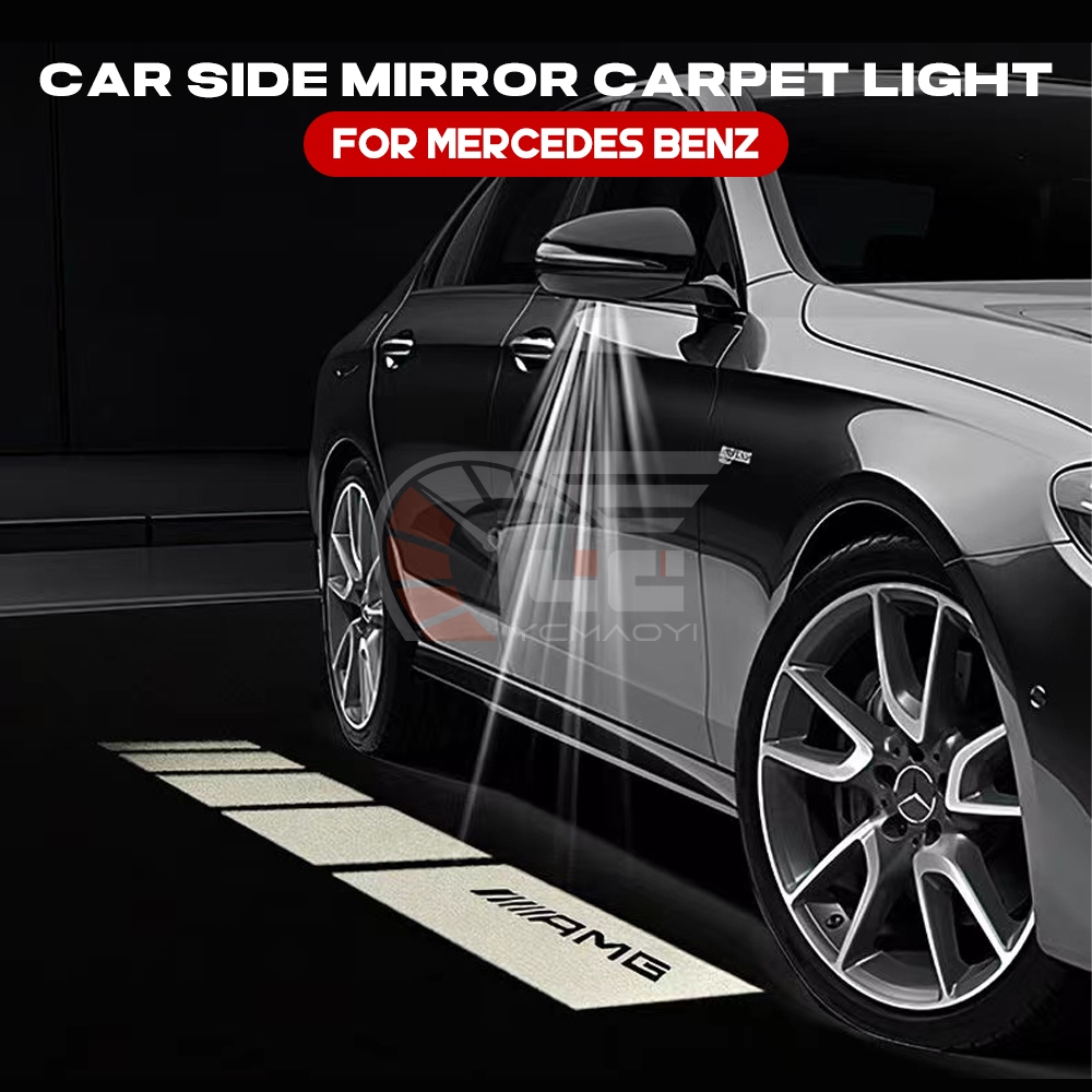 2 ชิ้น Mercedes Benz ด้านข้างกระจกโลโก้โปรเจคเตอร์กระจกมองหลัง HD LED พรมชั้นยินดีต้อนรับโคมไฟสําหรับ W204 W205 W212 W213 อุปกรณ์เสริม