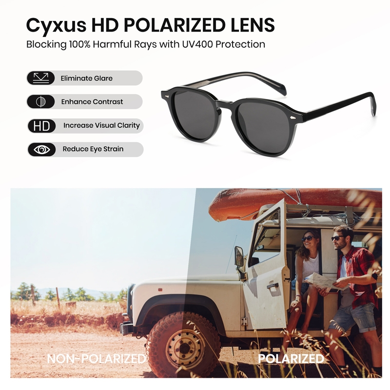 Cyxus แว ่ นตากันแดดโพลาไรซ ์ แผ ่ นวัสดุ UV ทนสบายทนทาน Clear Anti-glare เหมาะสําหรับเดินทางกลางแจ ้ งสําหรับผู ้ ชายและผู ้ หญิง P1554 - รูปที่ 4