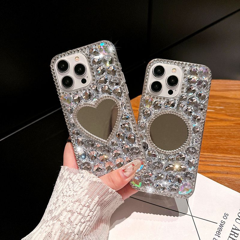 กระจกแต่งหน้าปลอกoppo A3x A3 Pro 5G A60 A79 A98 A78 A58 A38 A18 A77S A57 A77 A17 A17K A96 A76 A16 A95 A55 A94 A74 เคสเพชรทําด้วยมือ