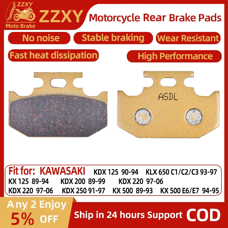 ผ้าเบรกหลังไฟเบอร์เซรามิก 1 คู่ สำหรับรถจักรยานยนต์KAWASAKI KDX 125 90-94 KDX 220 97-06 91-94 KX 250
