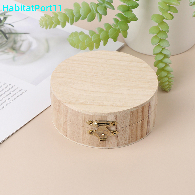 Habitatport กล่องไม้ ทรงกลม สไตล์วินเทจ สําหรับใส่เครื่องประดับ โคลน