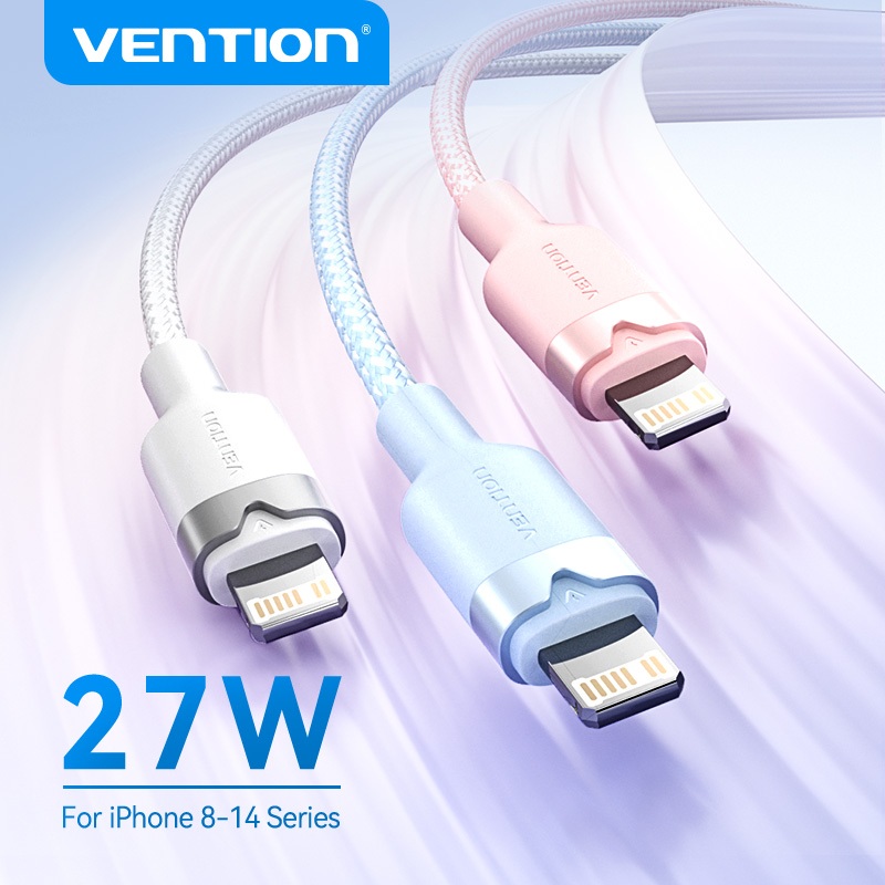 Vention USB 2.0 Type-C ชาย Lightning ชาย 3A สาย 27W 480Mbps Rainbow Fast สายชาร ์ จสําหรับ Macbook Ipad