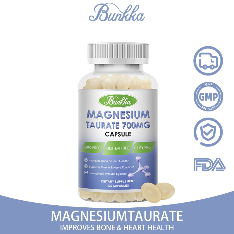 Bunkka Magnesium Taurate 700mg อาหารเสริมกล้ามเนื้อ เพื่อสุขภาพ ปรับปรุงการทำงานของเส้นประสาท หัวใจ และหลอดเลือด