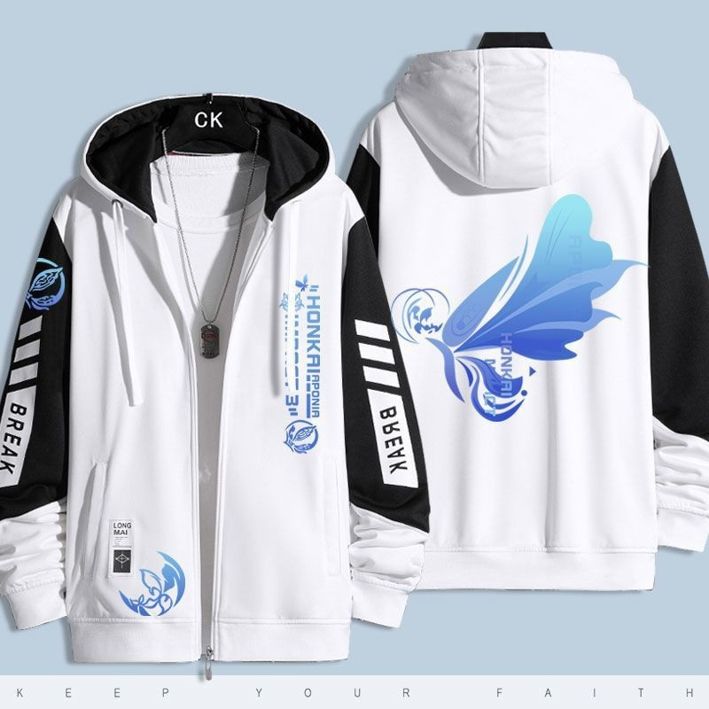 อะนิเมะ Honkai Impact 3 ผู ้ ชาย Hoodies เสื ้ อกันหนาว 3D Aponia คอสเพลย ์ ซิป Hooded Jacket