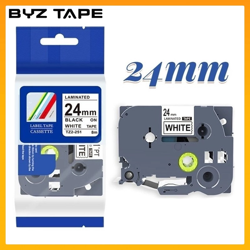 Byz TAPE Tze251 ฉลาก Tze251 Tz251 24 มม. สําหรับเครื่องทําลามิเนต P-Touch