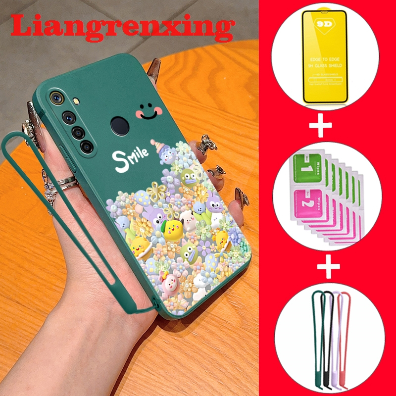 FREE กระจกนิรภัยcasing realme 5 realme c3 realme 5i realme 6i realme 5 pro เคสโทรศัพท์ Softcase Liquid Silicone Protector เคสกันกระแทก ดีไซน์ใหม่ การ์ตูนดอกไม้ YTMMOHD01