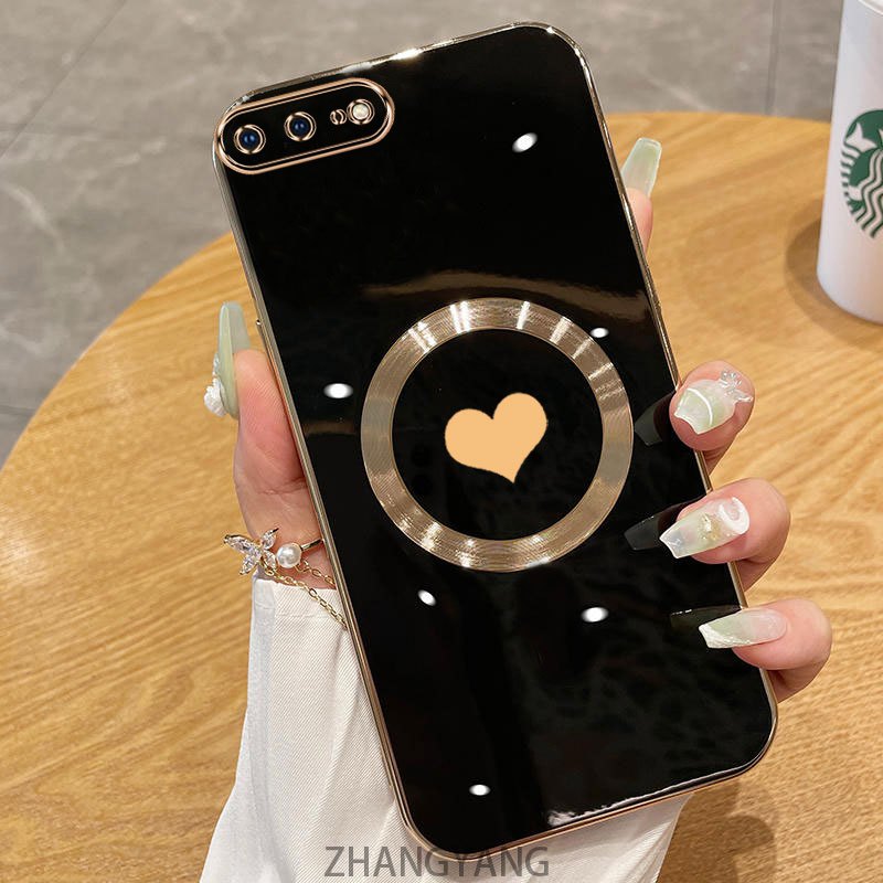 เคสสําหรับ iPhone 7 plus 8 plus 6 plus 6s plus 7 8 6 6s เคส Electroplated ซิลิโคน TPU เคสโทรศัพท์พร้อมเคสอ่อนดูดแม่เหล็กเรียบง่ายและเลนส์ป้องกันการตก