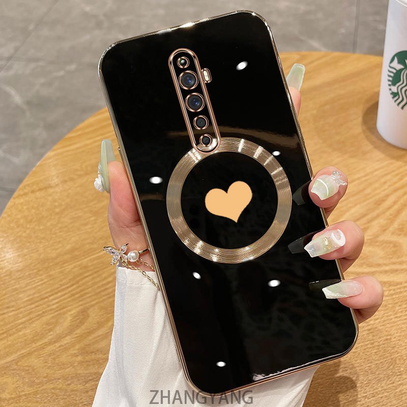 กรณีสําหรับ OPPO reno 2f reno 2z reno 2 reno กรณี Electroplated ซิลิโคน TPU เคสโทรศัพท์พร้อมแม่เหล็กดูดที่เรียบง่ายเคสอ่อนและเลนส์ป้องกันการตก