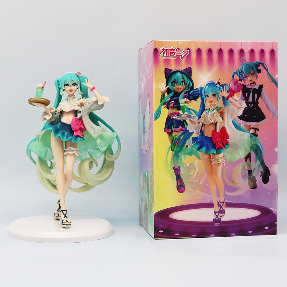 18 ซม.เสมือนนักร ้ องอะนิเมะHatsune MikuครีมโซดาErciyuanสาวสวยPVC Actionตัวเลขรูปปั ้ นเดสก ์ ท ็ อปตกแต ่ งตุ ๊ กตาของเล ่ น