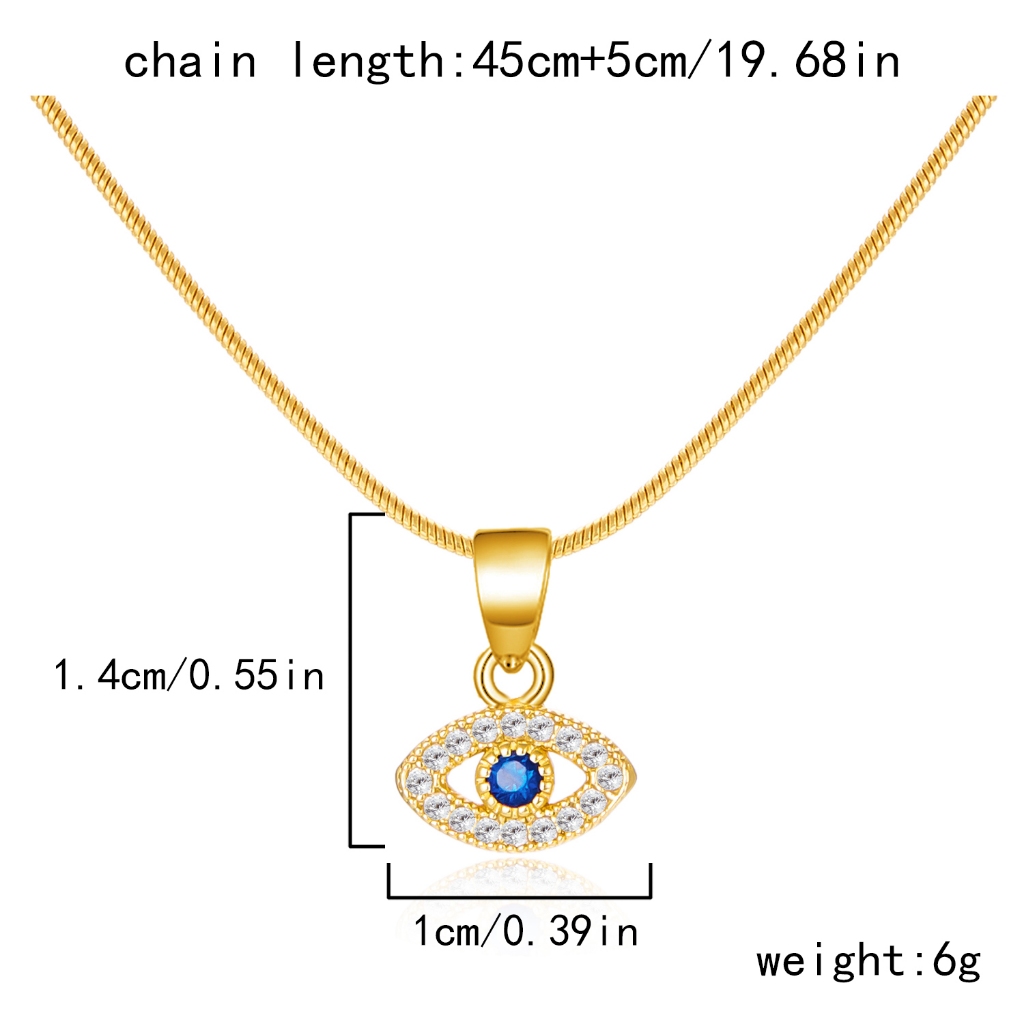 แฟชั ่ นเกาหลีสร ้ อยคอสแตนเลสZircon Blue Evil Eye รูปที่ 6