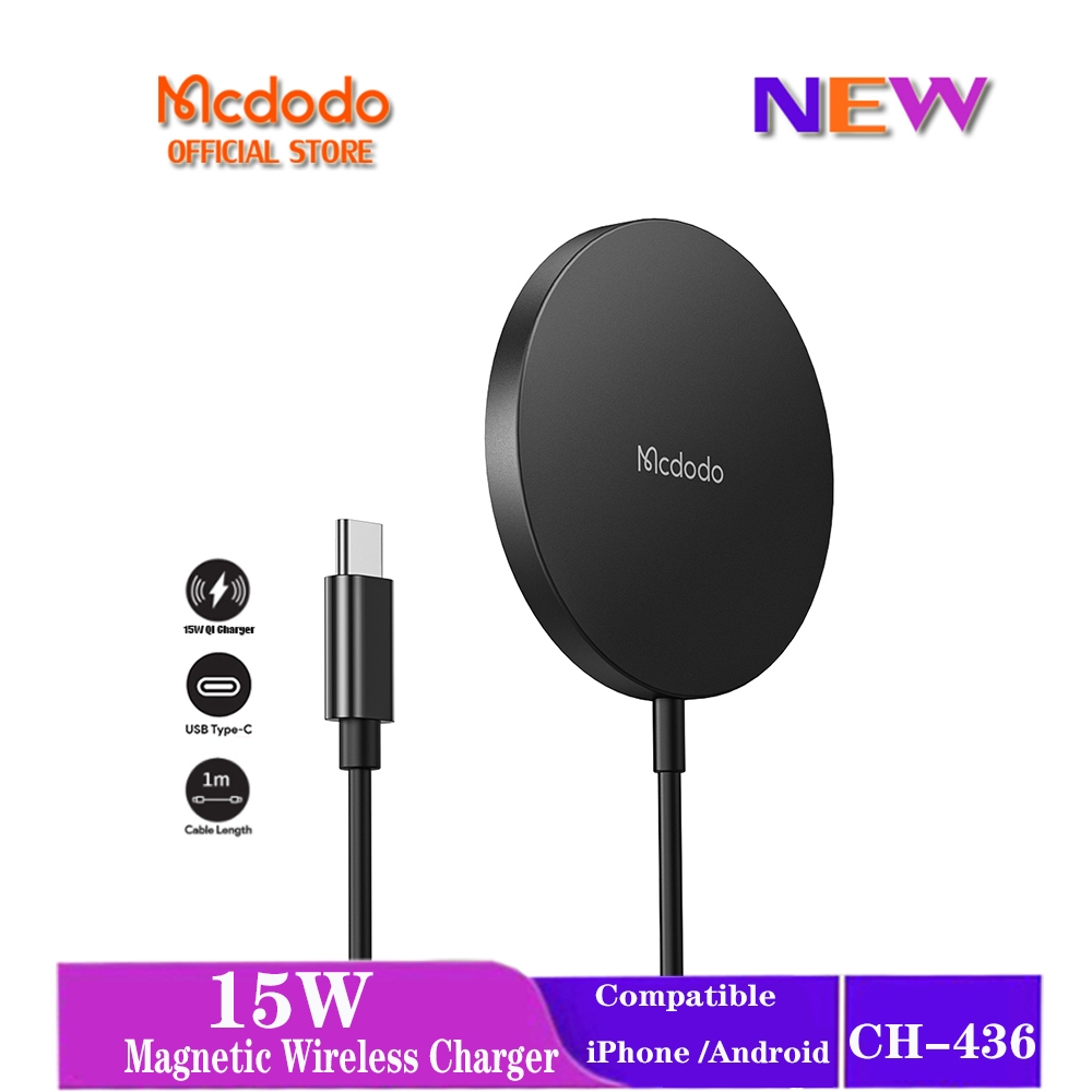 Mcdodo 15W Max เอาต์พุตไร้สายชาร์จ Fast การกระจายความร้อนปลอดภัยชาร์จสําหรับ iPhone 16 Pro Max 15 14 13 12 CH-436