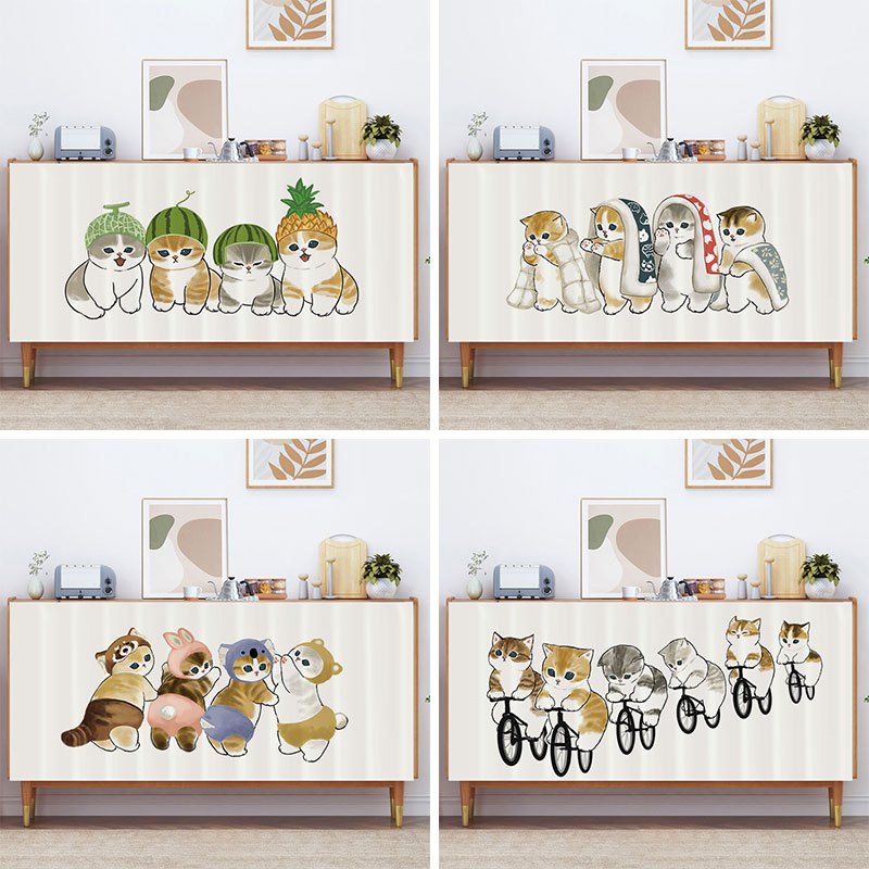 2408การ ์ ตูนแมวบล ็ อกผ ้ าม ่ านตกแต ่ ง Anti-ฝุ ่ น Locker ผ ้ าม ่ าน