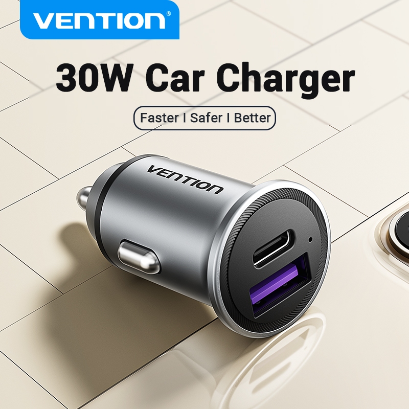 Vention ที่ชาร์จในรถยนต์ แบบชาร์จเร็ว 20W QC 4.0 3.0 USB Type C PD สําหรับ ไอโฟน X 11 12 13 8 OPPO