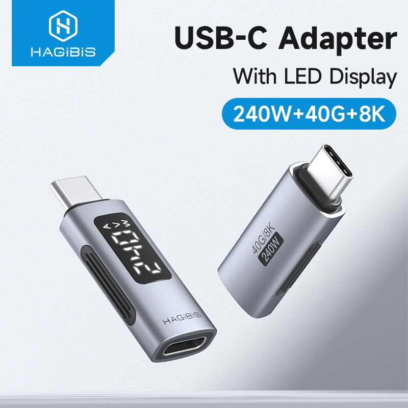 Hagibis จอแสดงผล LED 240W อะแดปเตอร์ USB C ประเภท C ถึง USB C USB4 Connector 40Gbps 8K @ 60Hz สําหรับ Thunderbolt 4/3 iPhone 16/15 Macbook Pro