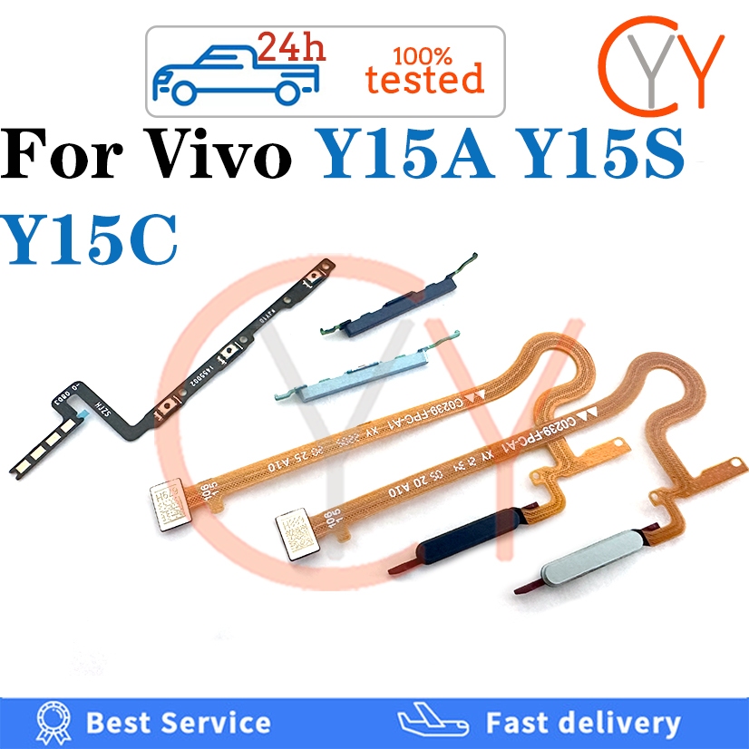 สําหรับ VIVO Y15A Y15S Y15C กลับปุ่มเครื่องสแกนลายนิ้วมือเซ็นเซอร์กลับปุ่มปรับระดับเสียงสวิตช์ไฟเปิดปุ่ม Flex สาย