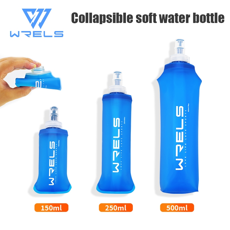ขวดน้ํานุ่มแบบพับได้สําหรับการวิ่งความชุ่มชื้น BPA Free Outdoor sports150ml 250ml 500ml