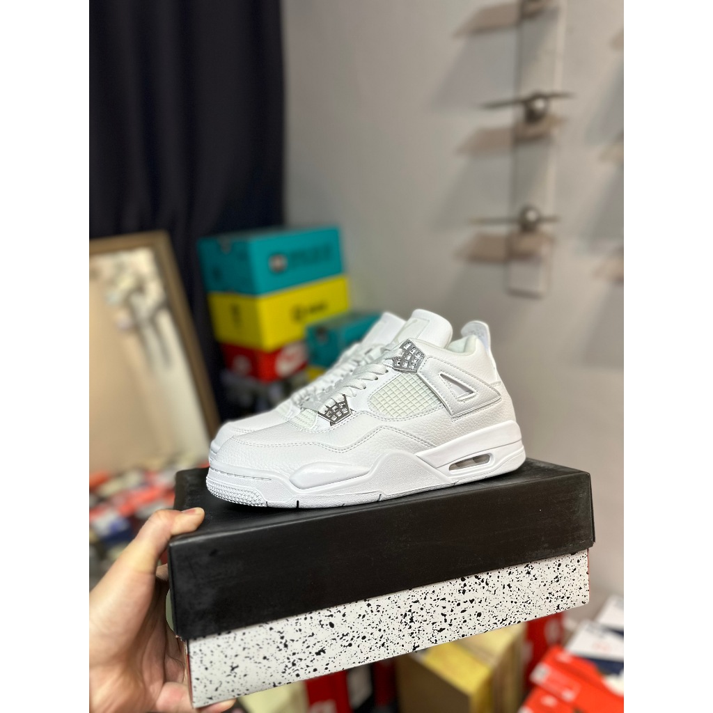 AJ4 Air A/J 4 Retro All White Pure White CT8527-115 ผู้ชายผู้หญิงรองเท้าสบายๆรองเท้าคู่รองเท้า