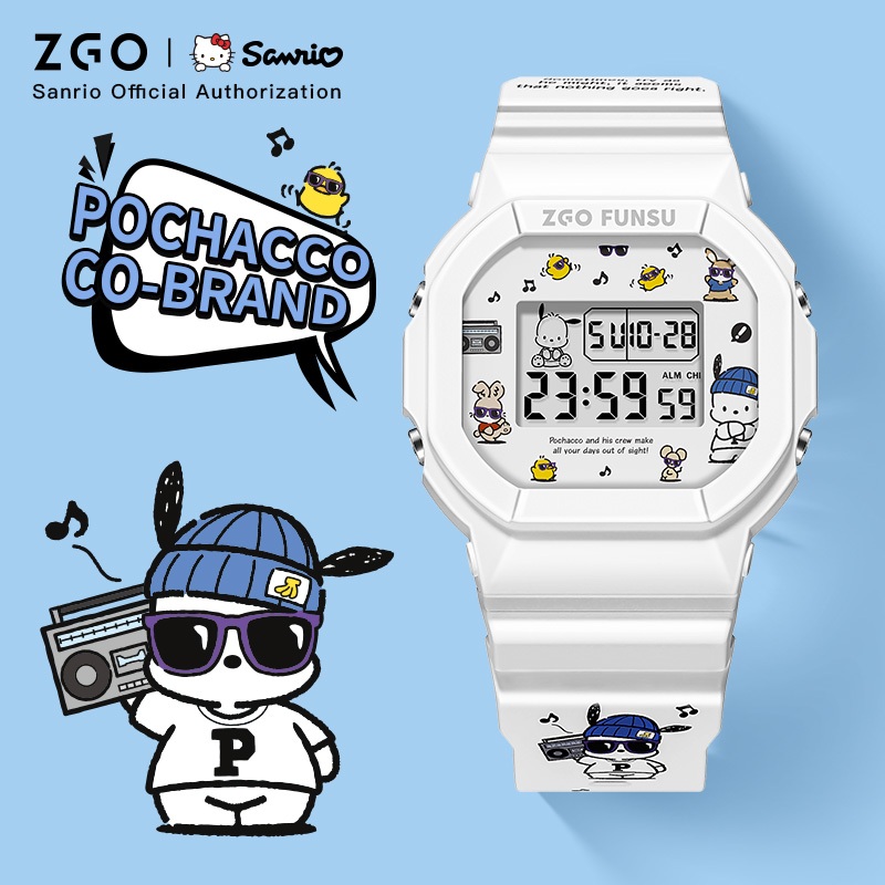 ส่งฟรี ZGO x Sanrio Pochacco นาฬิกาข้อมืออิเล็กทรอนิกส์ กันน้ํา มีปฏิทินเรืองแสง แฟชั่น สําหรับเด็กนักเรียน 8611