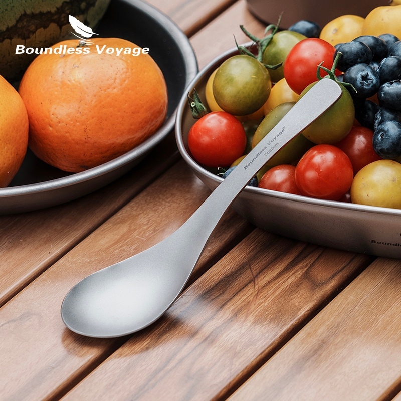 Boundless Voyage- ช้อนซุปไทเทเนียม แบบพกพา น้ําหนักเบา สําหรับตั้งแคมป์ ท่องเที่ยว