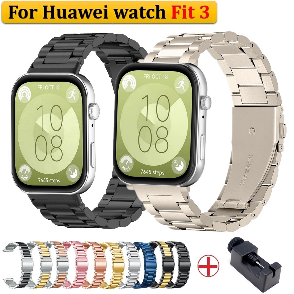 Classic Stainless Steel สาย huawei watch fit 3 Strap คลาสสิกสแตนเลส สาย Huawei fit 3 สายสร ้ อยข ้ อมือโลหะ Huawei fit 3 สายเปลี ่ ยน Huawei Watch fit3 สายและโลหะ Huawei นาฬิกา สาย Huawei watch fit 2 Strap สายสมาร ์ huawei watch fit 3 สาย