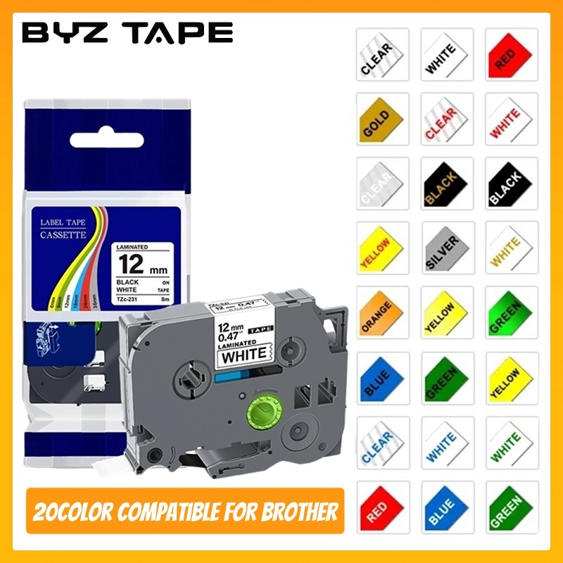 Byz tape เทปฉลากลามิเนต 12 มม. 20 สี tze231 tze231 TZ231 tze231 tze231 สําหรับ Brother P-touch PT-D2