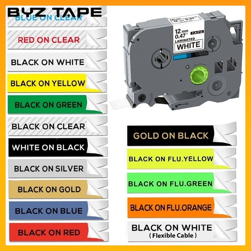 เทปฉลากลามิเนต tze231 12 มม. tze231 TZe221 TZe631 tze231 สําหรับเครื่องทําฉลาก Brother PTD200 PTD210 PTD400 PTD600 PT1880 20 สี