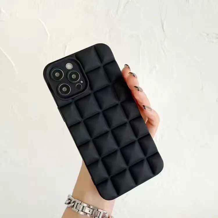 เคสโทรศัพท์มือถือ ซิลิโคนนิ่ม ผิวด้าน กันกระแทก ลายตาราง 3D หรูหรา สําหรับ iPhone 14 13 12 11 Pro Max X XS XR 7 8 Plus SE20 14Plus