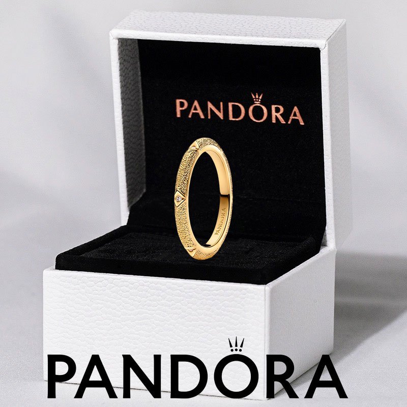 100% Pandora แหวนเงินแท้ S925จับคู่แหวน Pandora ME Texture & Stones