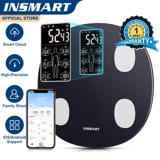 Insmart 17in1 BMI AV หน ้ าจอสีจอแสดงผลขนาดใหญ ่ Body Fat Weight Scale Digital Bluetooth Smart APP