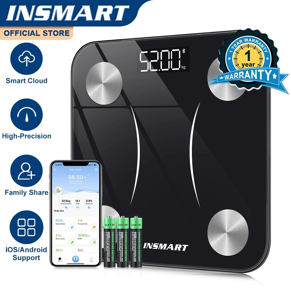Insmart 16in1 เครื่องชั่งน้ําหนักบลูทูธ BMI Smart Body Fat Scale เครื่องชั่งน้ําหนักดิจิตอล Smart APP