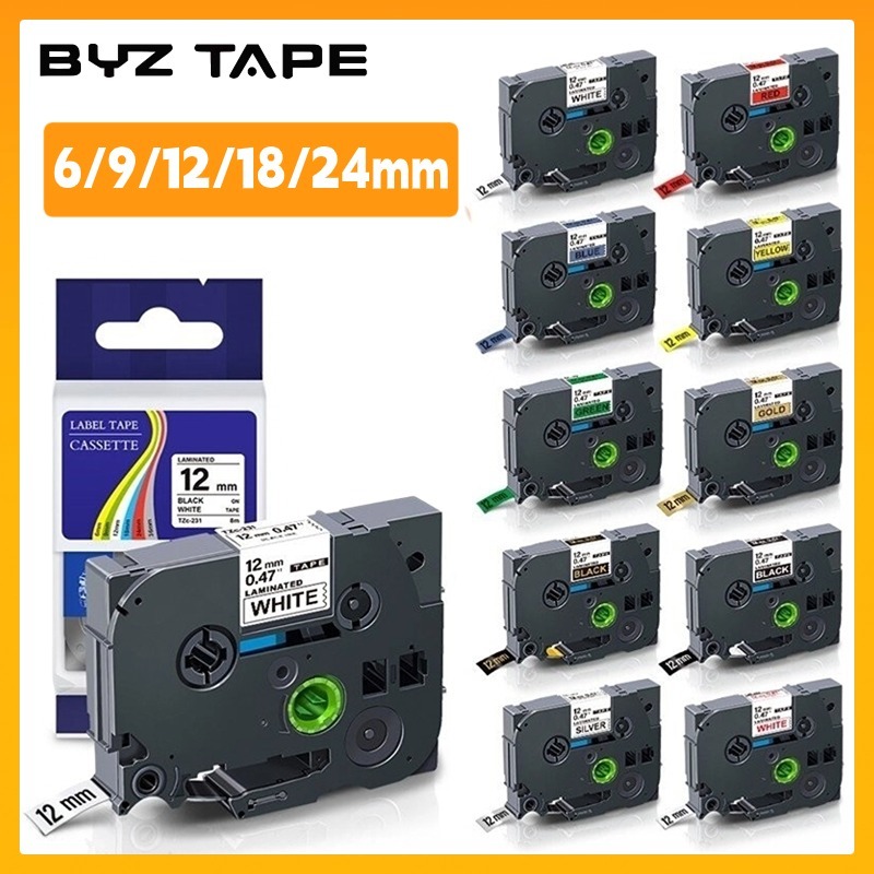 เทปฉลากลามิเนต TZe231 6 9 12 18 24 มม. TZe231 สําหรับเครื่องพิมพ์ฉลาก P-Touch PT-D200 PT-D210 PTH110 PTD400 PTD600 PT1230PC PT1280