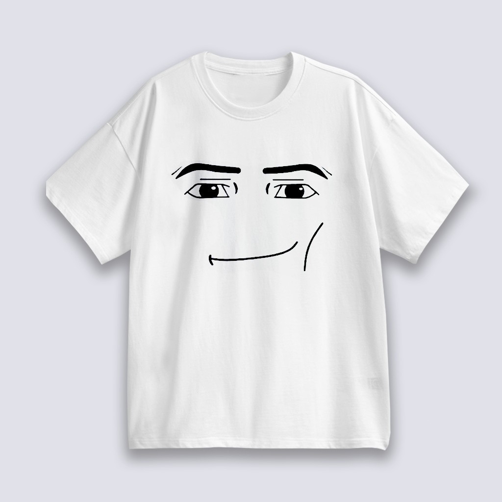 ซื้อ ใหม่ Unisex เสื้อยืด พิมพ์ลาย Roblox Man Face Game สําหรับผู้ชาย ชุดสีขาว T-shirt เป็นกลาง