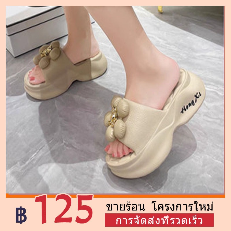 รองเท้าแตะ พื้นหนา ดูดซับแรงกระแทก สวมใส่สบาย แฟชั่นสําหรับผู้หญิง
