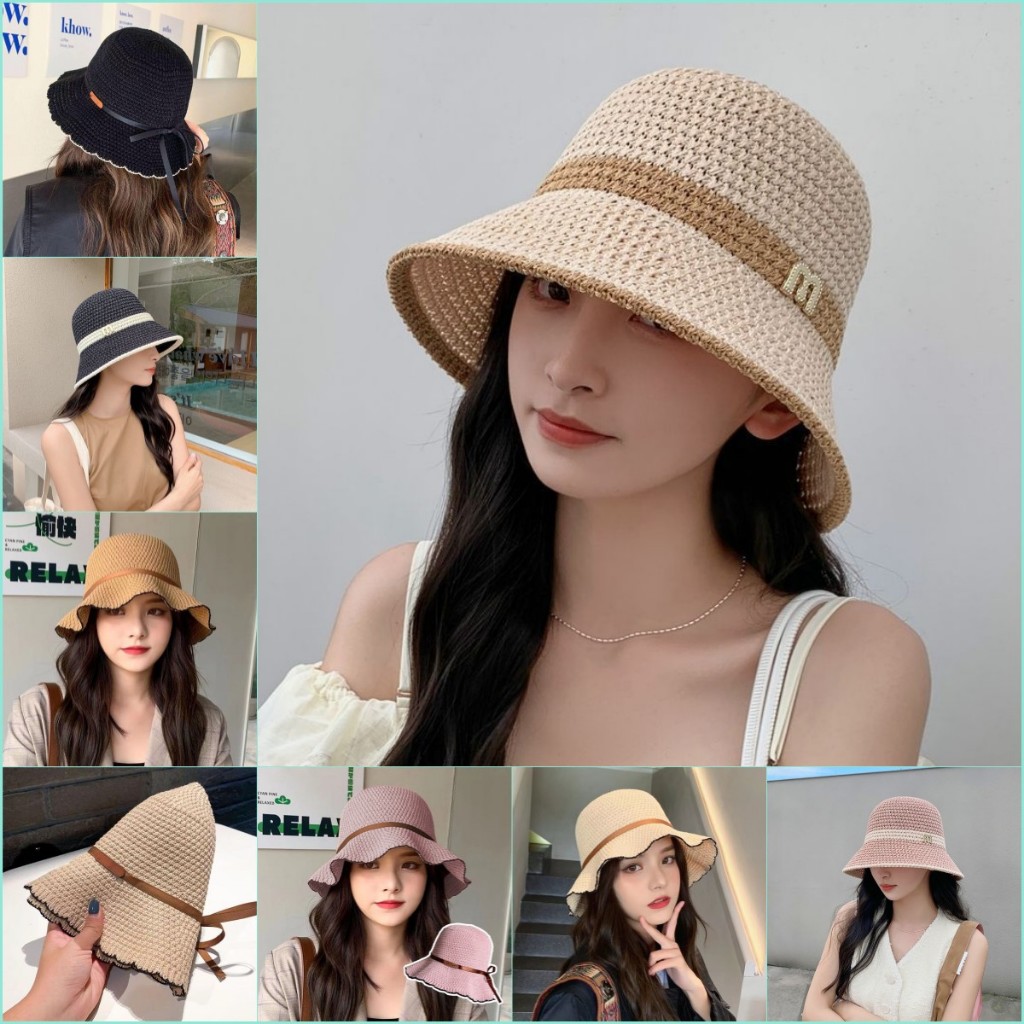 Guouqna 1PC ใหม่กลางแจ้ง UV Protection Sun หมวกฤดูร้อนผู้หญิงถังพับอ่างล้างหน้าหมวก Hollow เย็บปานามาหมวกชาวประมง BASL