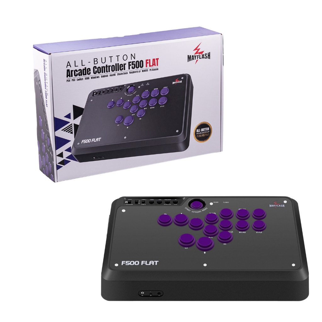 Mayflash All-Button Arcade Controller F500 FLAT สําหรับ PS4/PS3/Switch/Xbox Series X|S/Xbox One/Xbox 360/PC Windows/macOS/Android(F500 FLAT)